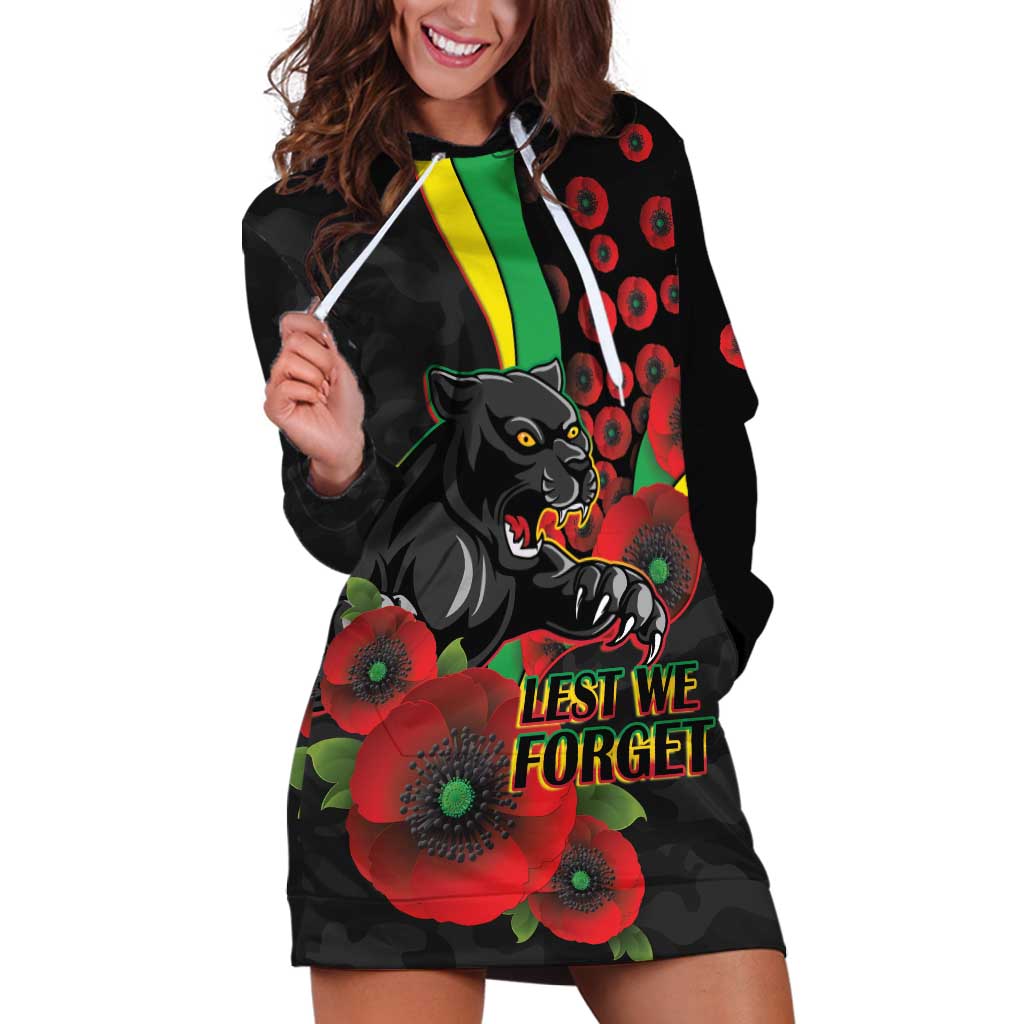 Penrith Panthers ANZAC Personalised Hoodie Dress Lest We Forget Poppy Camo