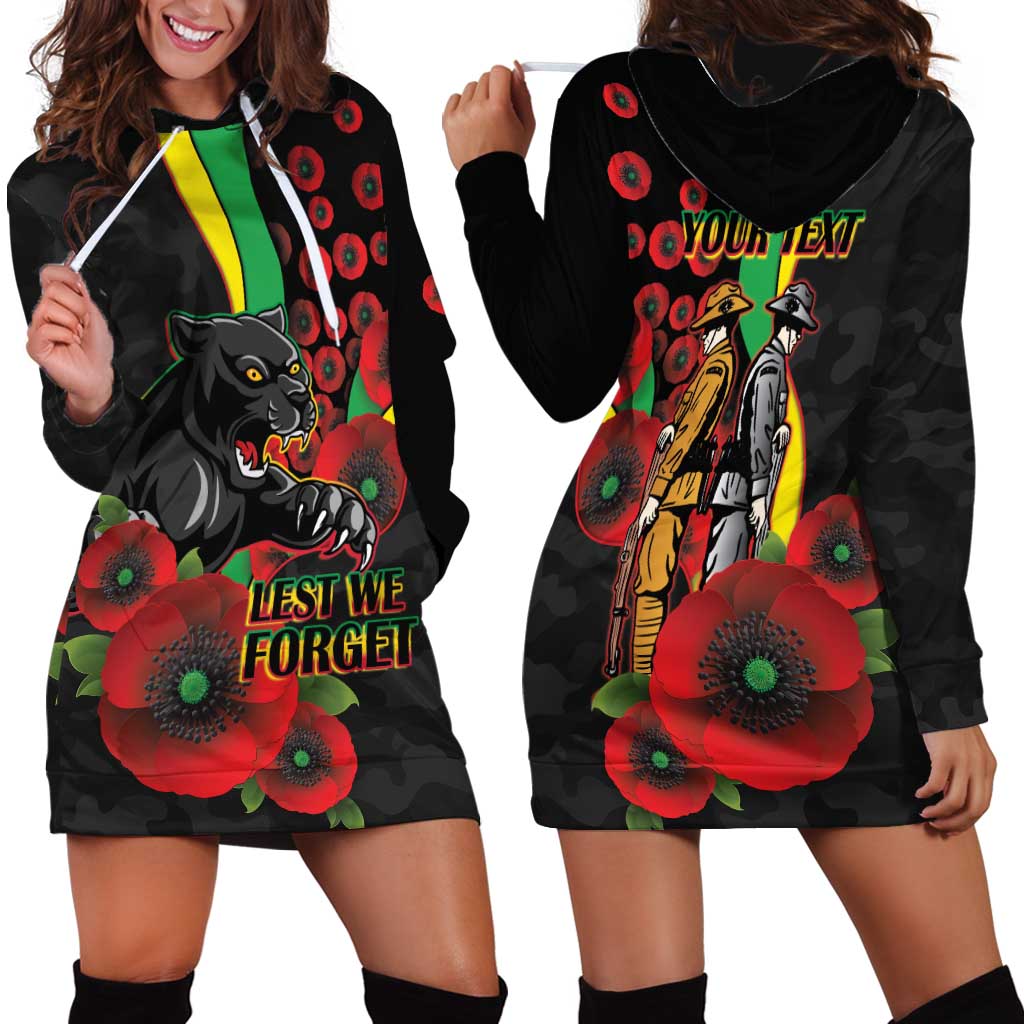 Penrith Panthers ANZAC Personalised Hoodie Dress Lest We Forget Poppy Camo