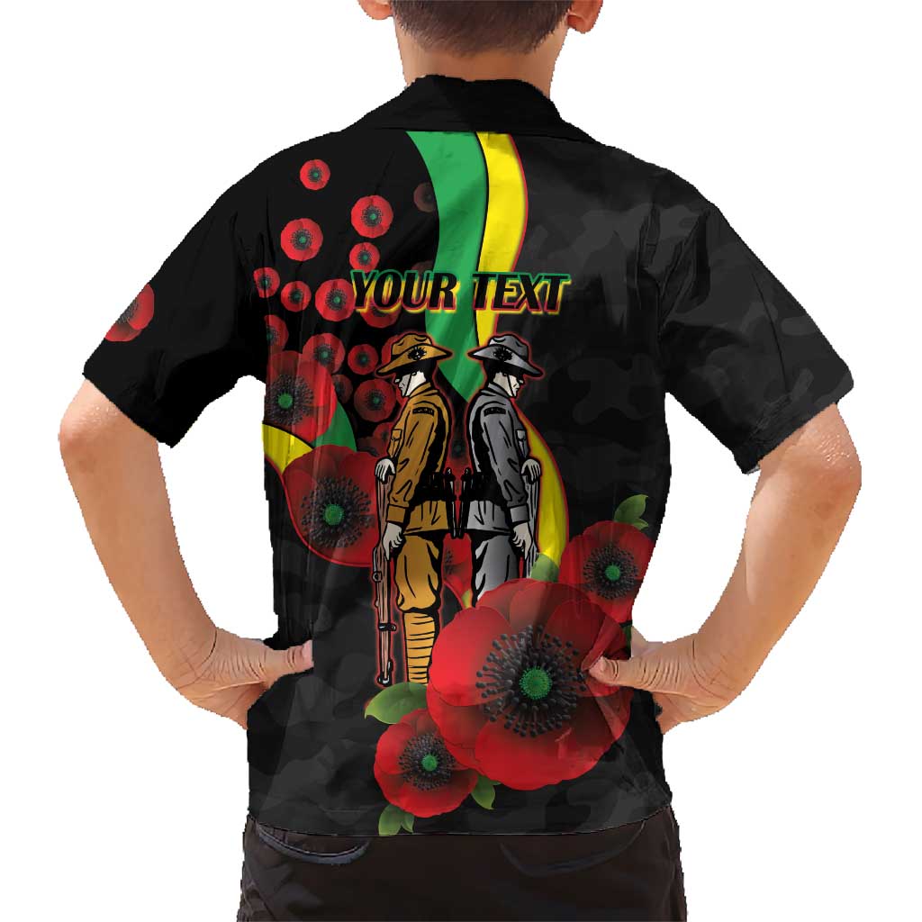 Penrith Panthers ANZAC Personalised Kid Hawaiian Shirt Lest We Forget Poppy Camo