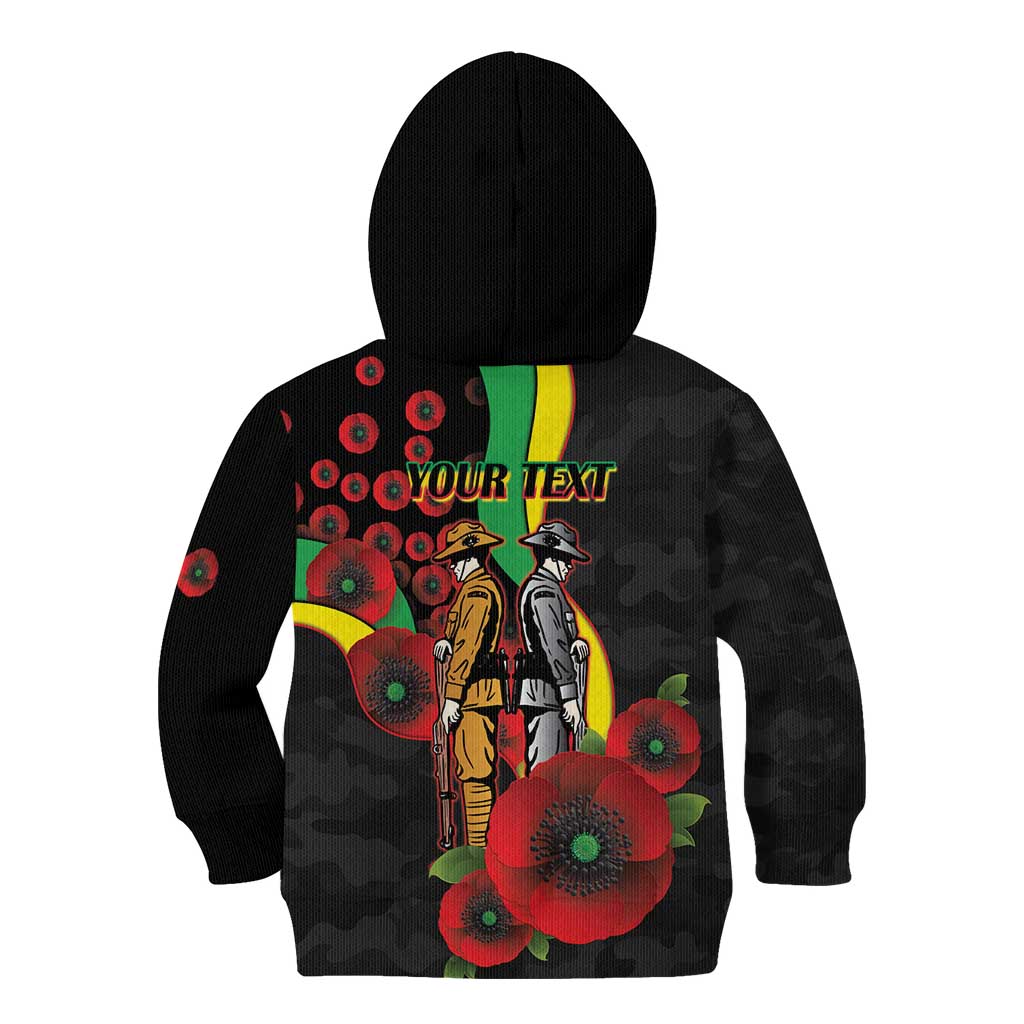 Penrith Panthers ANZAC Personalised Kid Hoodie Lest We Forget Poppy Camo