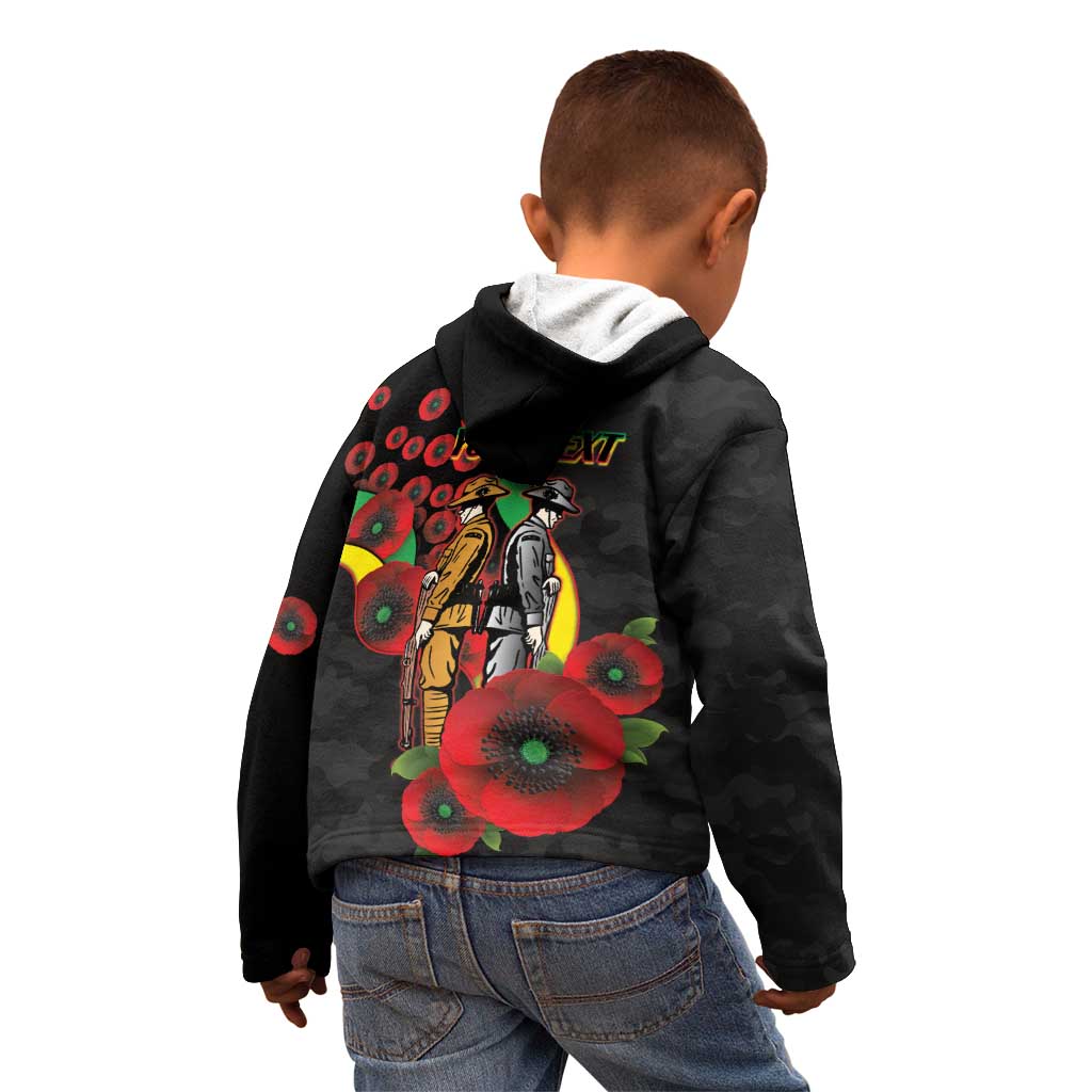 Penrith Panthers ANZAC Personalised Kid Hoodie Lest We Forget Poppy Camo