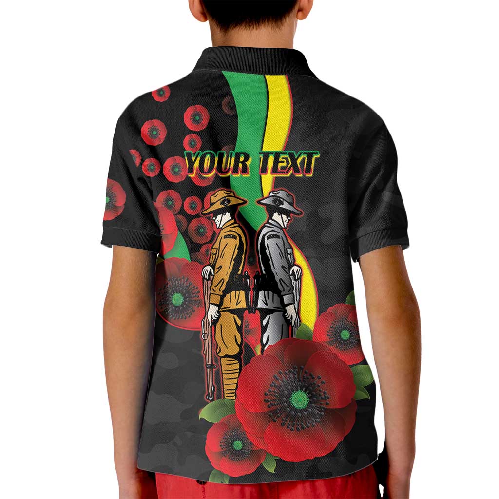 Penrith Panthers ANZAC Personalised Kid Polo Shirt Lest We Forget Poppy Camo
