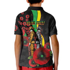 Penrith Panthers ANZAC Personalised Kid Polo Shirt Lest We Forget Poppy Camo