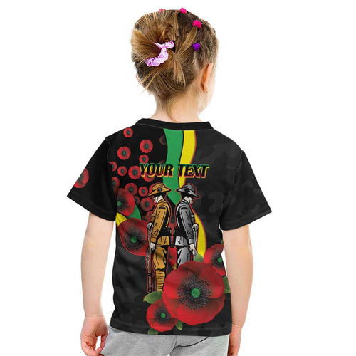 Penrith Panthers ANZAC Personalised Kid T Shirt Lest We Forget Poppy Camo