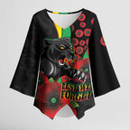 Penrith Panthers ANZAC Personalised Kimono Sleeve Blouse Lest We Forget Poppy Camo