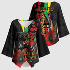 Penrith Panthers ANZAC Personalised Kimono Sleeve Blouse Lest We Forget Poppy Camo