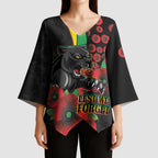 Penrith Panthers ANZAC Personalised Kimono Sleeve Blouse Lest We Forget Poppy Camo