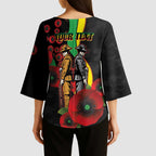 Penrith Panthers ANZAC Personalised Kimono Sleeve Blouse Lest We Forget Poppy Camo