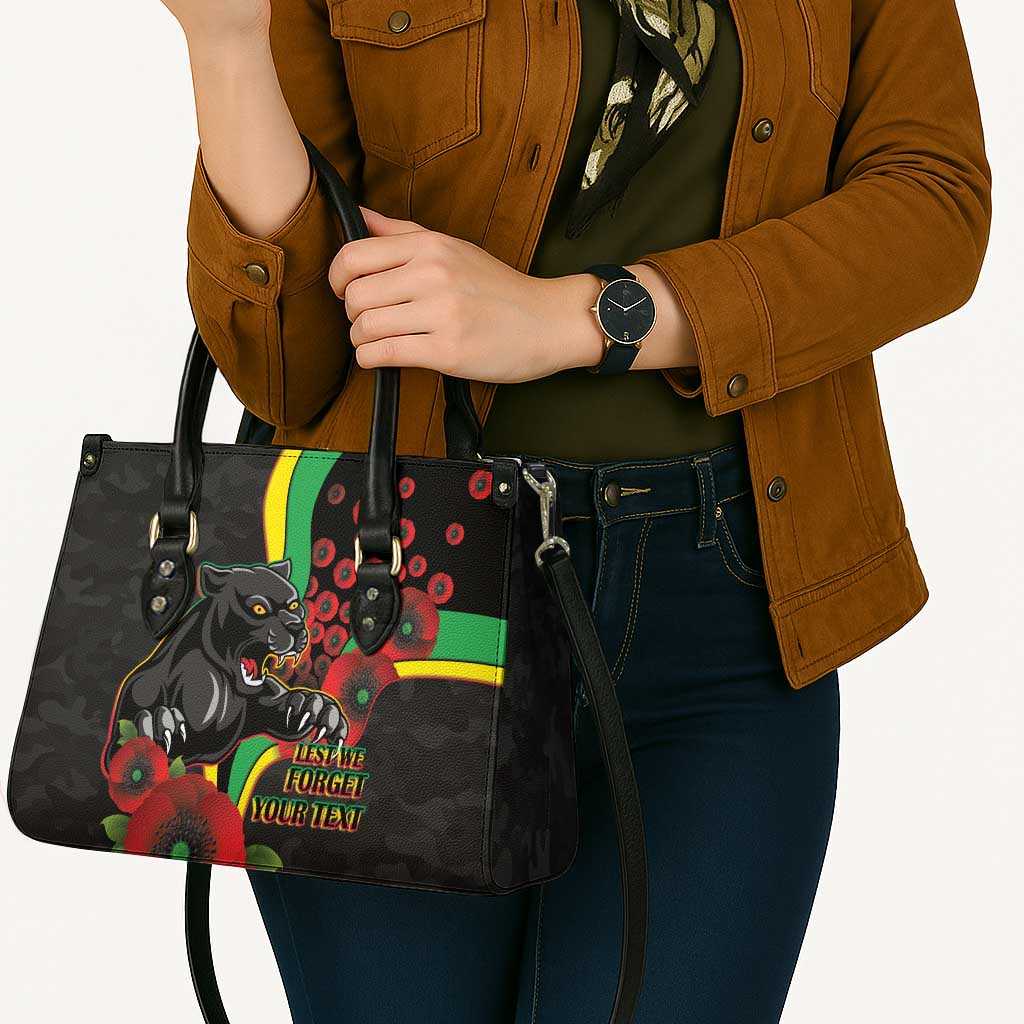 Penrith Panthers ANZAC Personalised Leather Bag Lest We Forget Poppy Camo