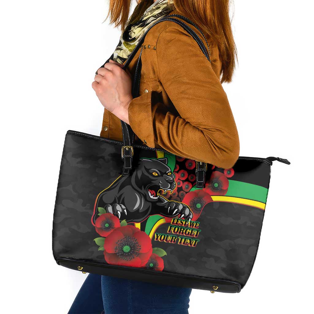 Penrith Panthers ANZAC Personalised Leather Tote Bag Lest We Forget Poppy Camo