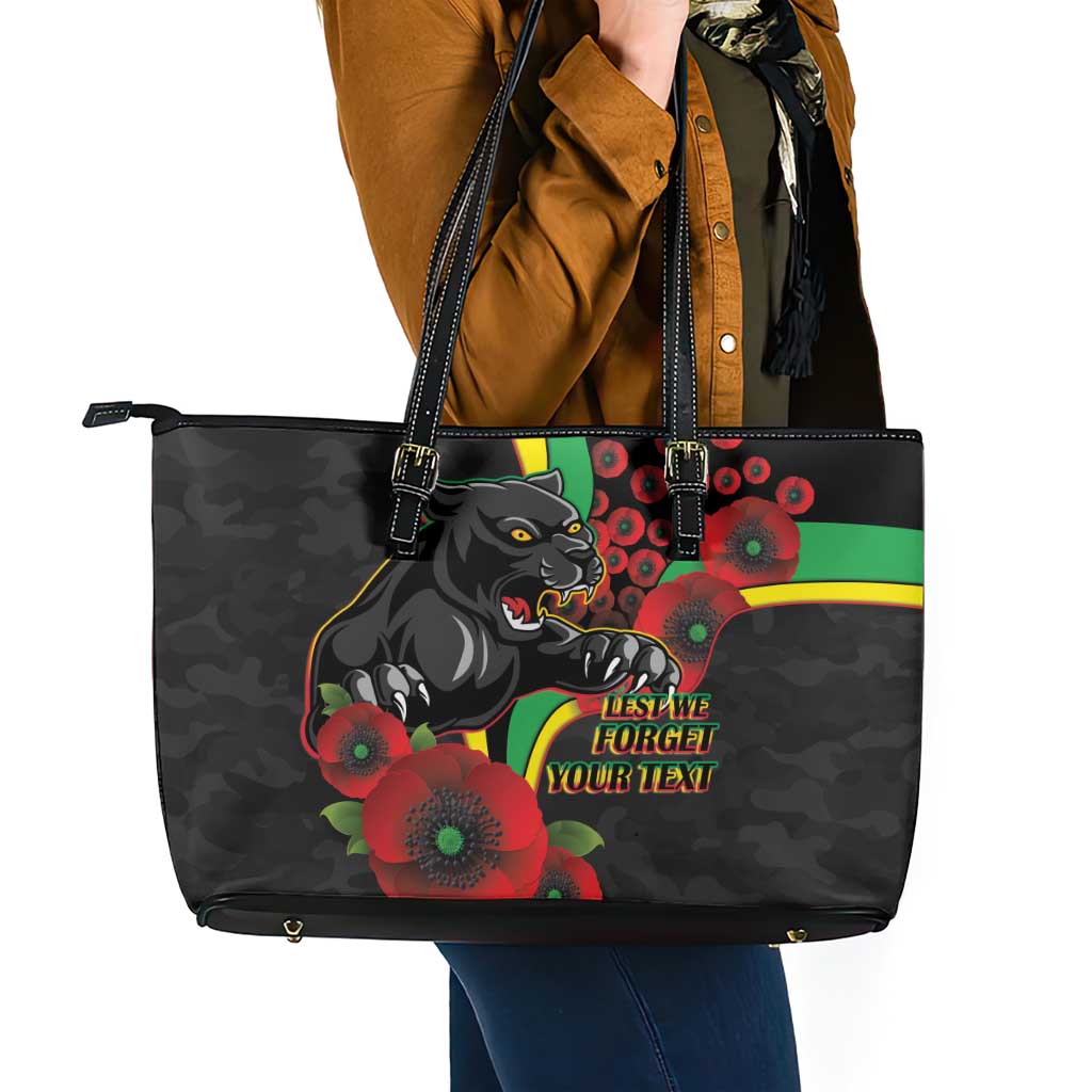 Penrith Panthers ANZAC Personalised Leather Tote Bag Lest We Forget Poppy Camo