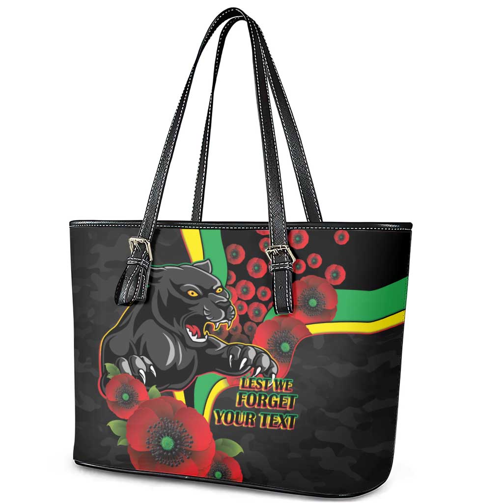 Penrith Panthers ANZAC Personalised Leather Tote Bag Lest We Forget Poppy Camo