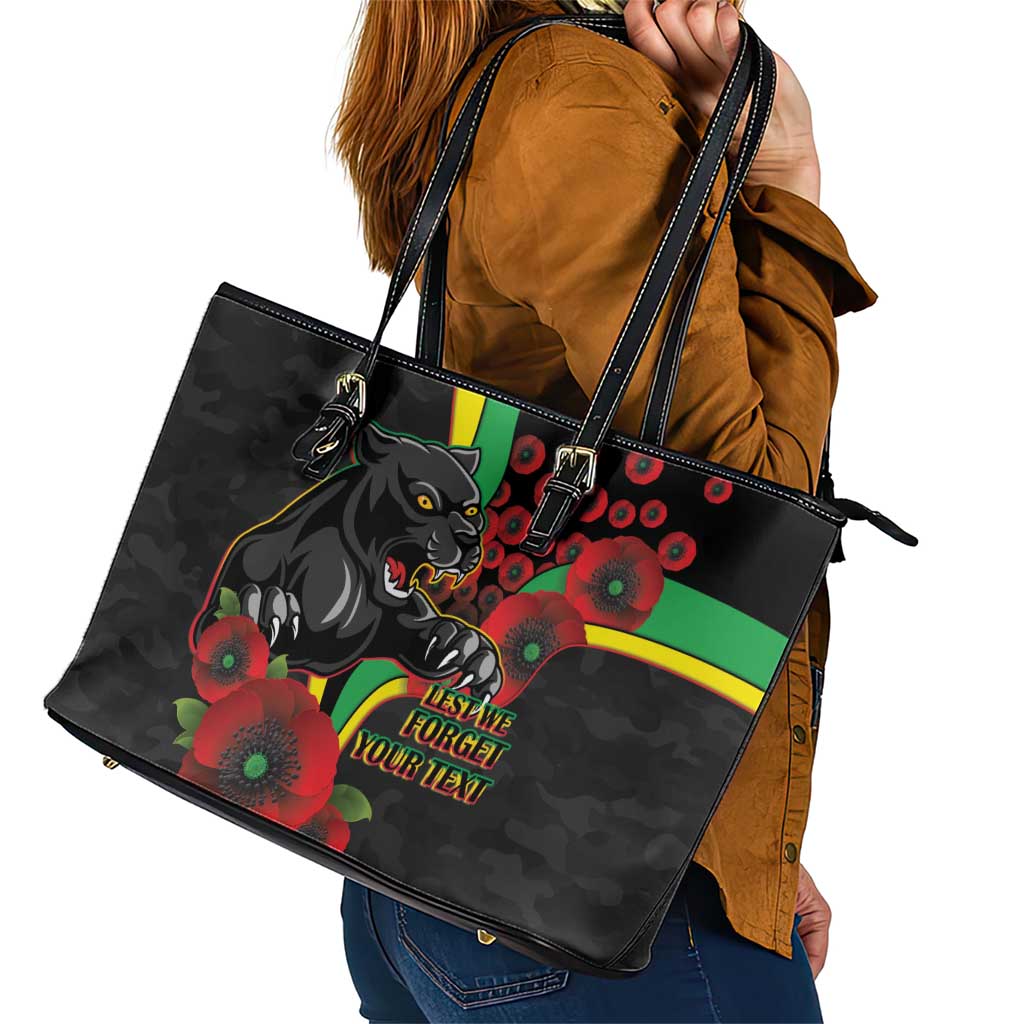 Penrith Panthers ANZAC Personalised Leather Tote Bag Lest We Forget Poppy Camo
