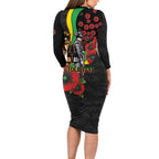 Penrith Panthers ANZAC Personalised Long Sleeve Bodycon Dress Lest We Forget Poppy Camo