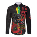 Penrith Panthers ANZAC Personalised Long Sleeve Button Shirt Lest We Forget Poppy Camo