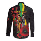 Penrith Panthers ANZAC Personalised Long Sleeve Button Shirt Lest We Forget Poppy Camo