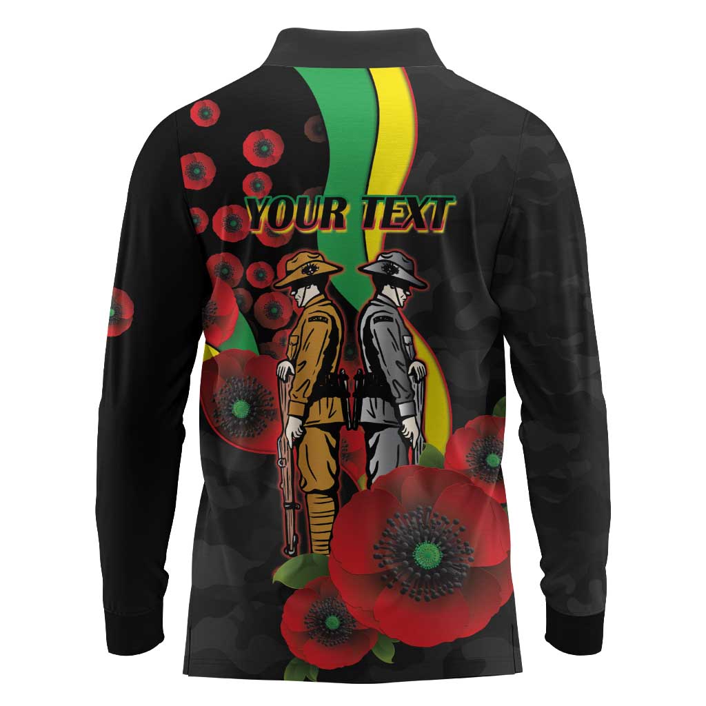 Penrith Panthers ANZAC Personalised Long Sleeve Polo Shirt Lest We Forget Poppy Camo