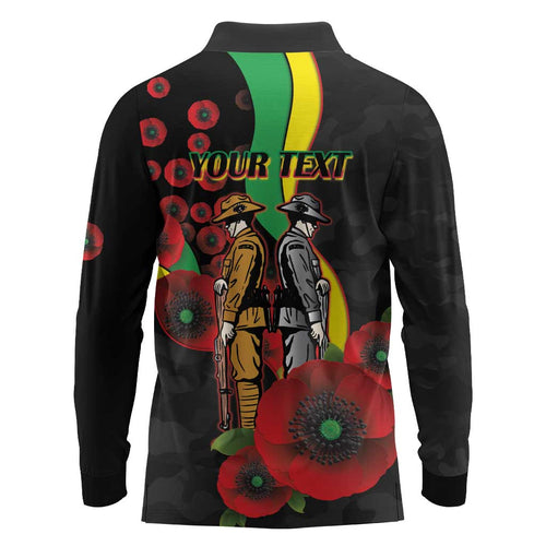 Penrith Panthers ANZAC Personalised Long Sleeve Polo Shirt Lest We Forget Poppy Camo