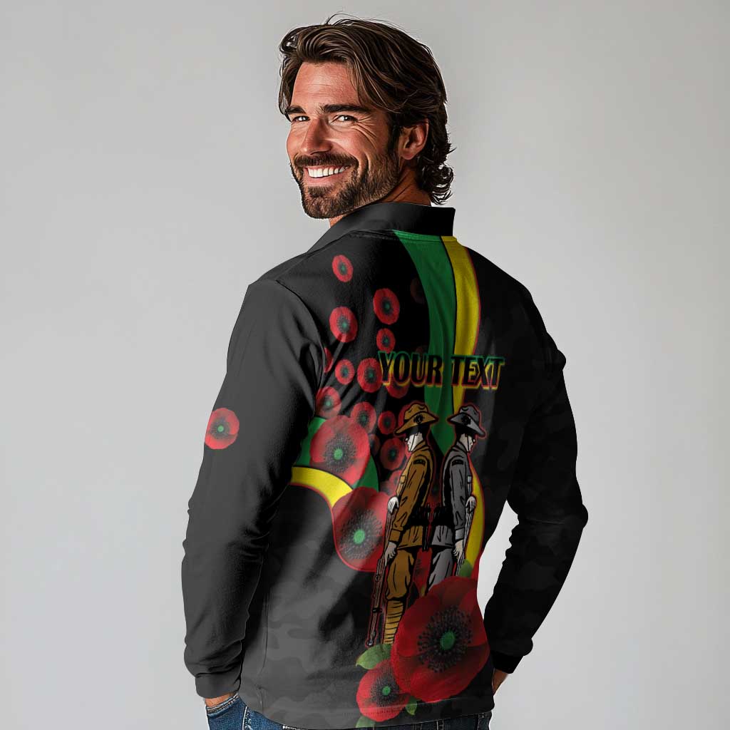 Penrith Panthers ANZAC Personalised Long Sleeve Polo Shirt Lest We Forget Poppy Camo