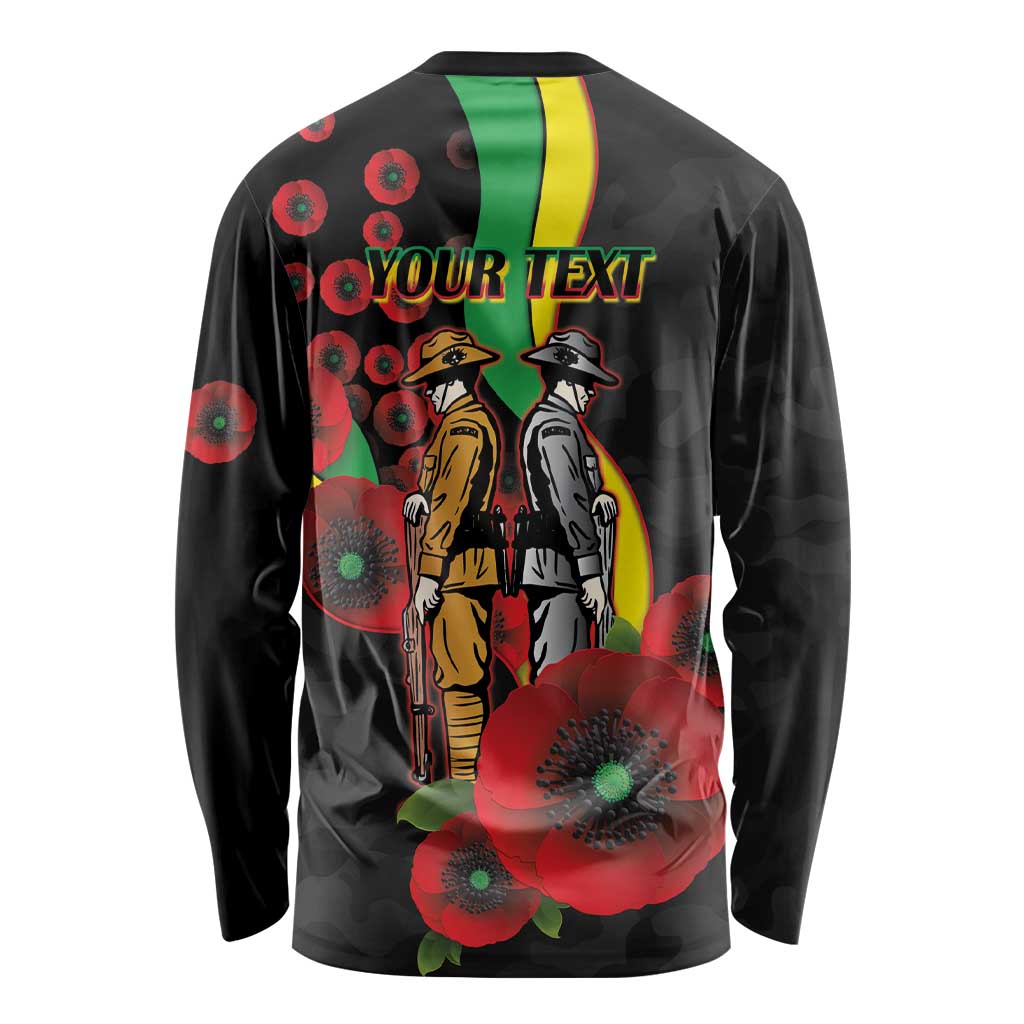 Penrith Panthers ANZAC Personalised Long Sleeve Shirt Lest We Forget Poppy Camo