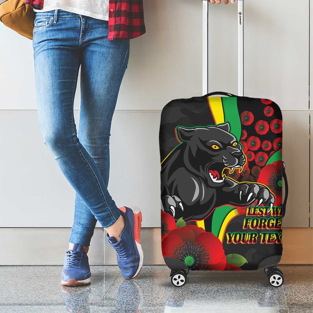 Penrith Panthers ANZAC Personalised Luggage Cover Lest We Forget Poppy Camo