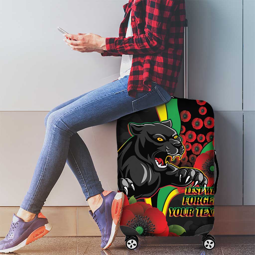 Penrith Panthers ANZAC Personalised Luggage Cover Lest We Forget Poppy Camo