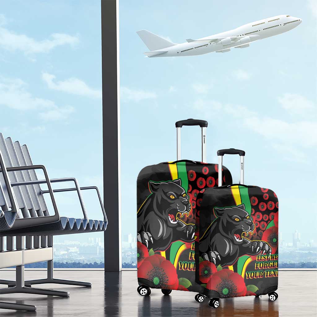 Penrith Panthers ANZAC Personalised Luggage Cover Lest We Forget Poppy Camo