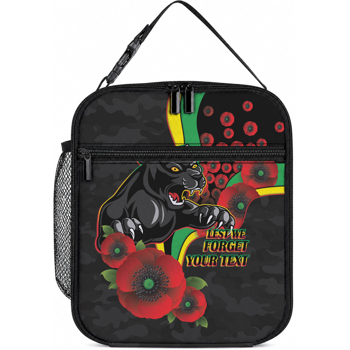Penrith Panthers ANZAC Personalised Lunch Bag Lest We Forget Poppy Camo