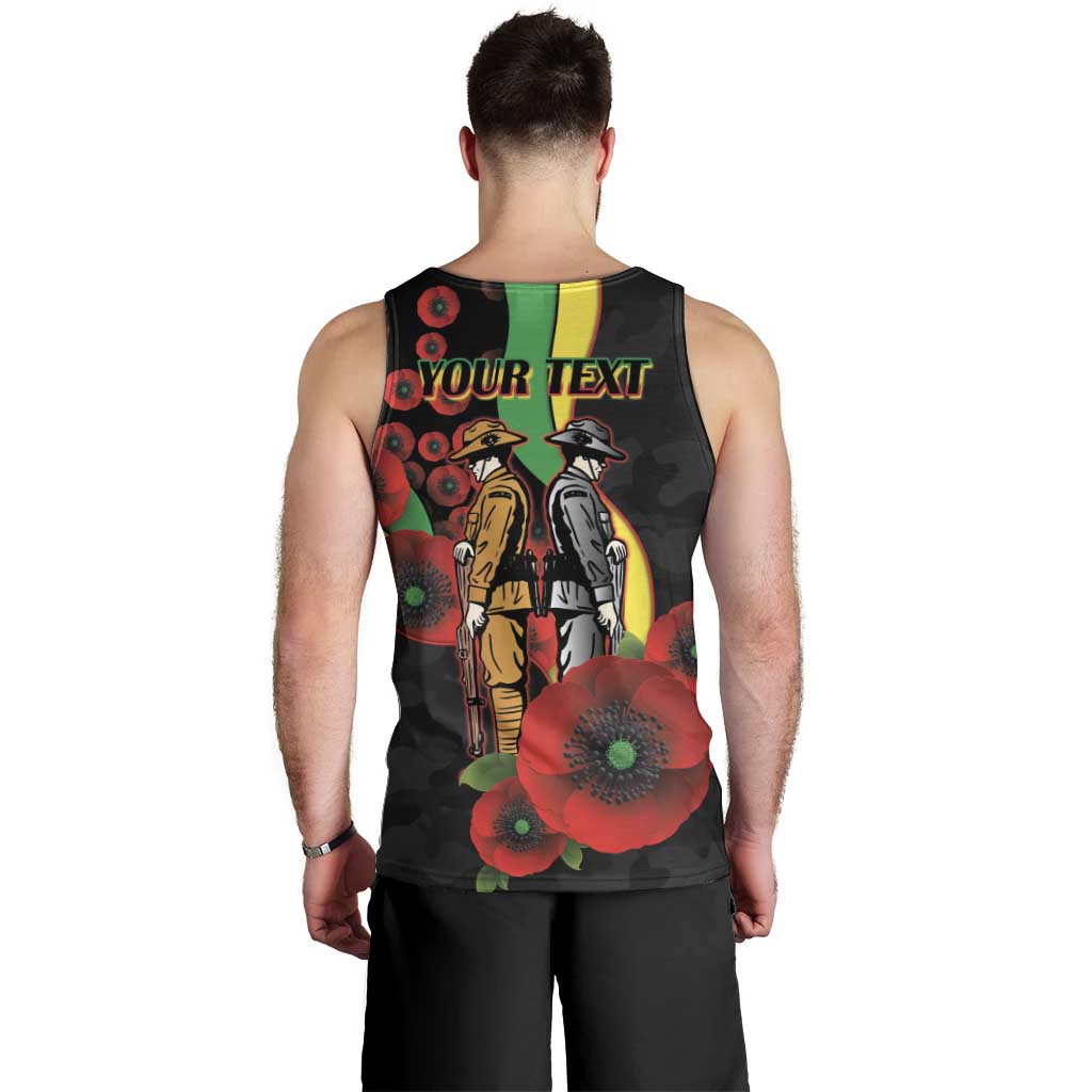 Penrith Panthers ANZAC Personalised Men Tank Top Lest We Forget Poppy Camo