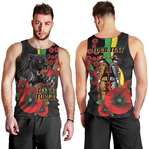 Penrith Panthers ANZAC Personalised Men Tank Top Lest We Forget Poppy Camo