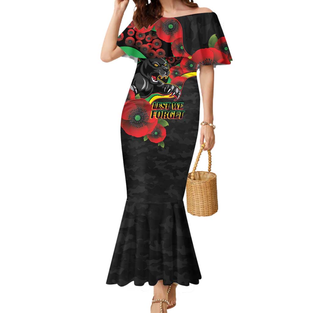 Penrith Panthers ANZAC Personalised Mermaid Dress Lest We Forget Poppy Camo