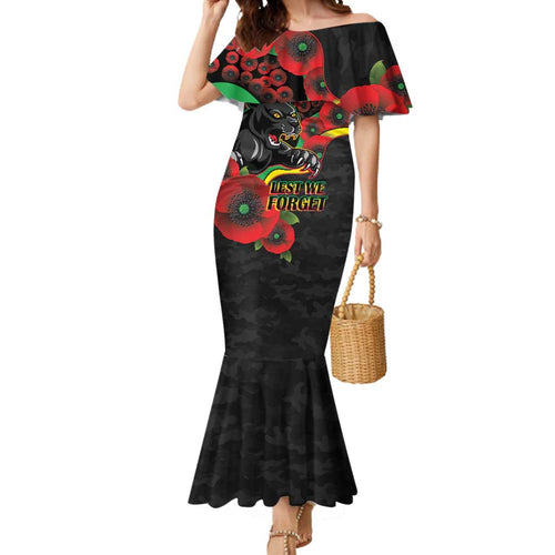 Penrith Panthers ANZAC Personalised Mermaid Dress Lest We Forget Poppy Camo
