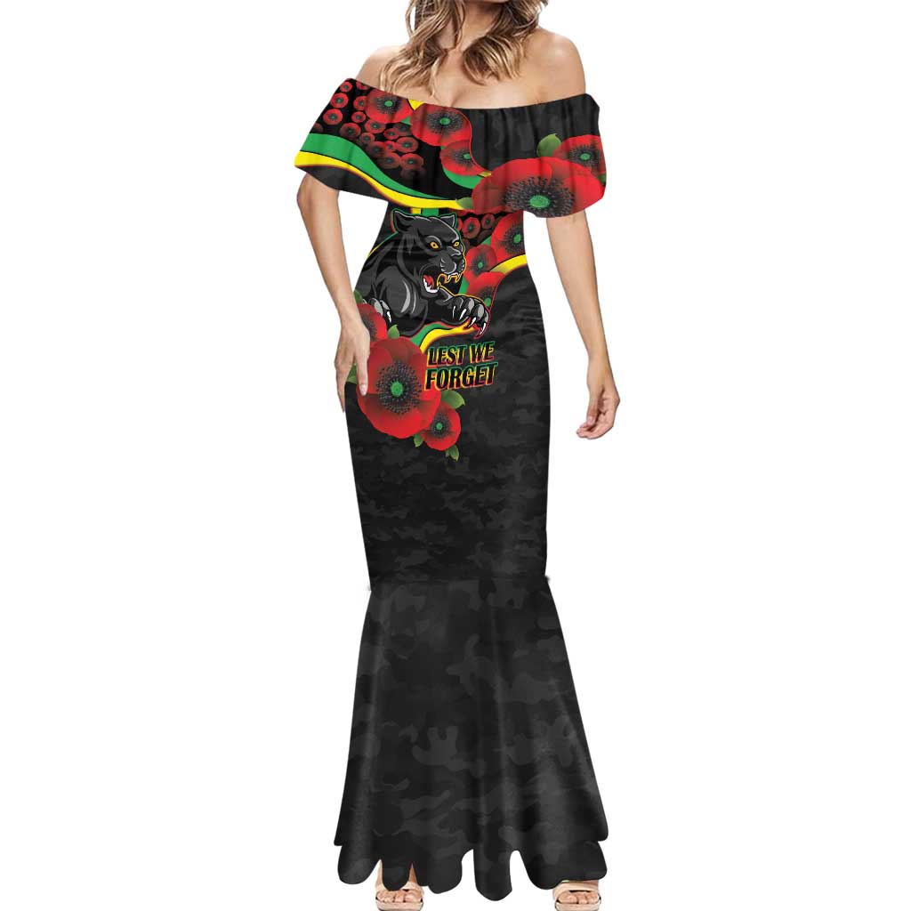 Penrith Panthers ANZAC Personalised Mermaid Dress Lest We Forget Poppy Camo