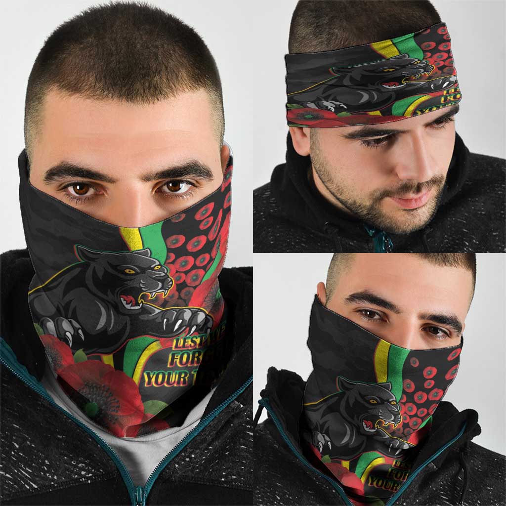 Penrith Panthers ANZAC Personalised Neck Gaiter Lest We Forget Poppy Camo