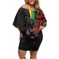 Penrith Panthers ANZAC Personalised Off Shoulder Short Dress Lest We Forget Poppy Camo