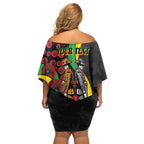 Penrith Panthers ANZAC Personalised Off Shoulder Short Dress Lest We Forget Poppy Camo