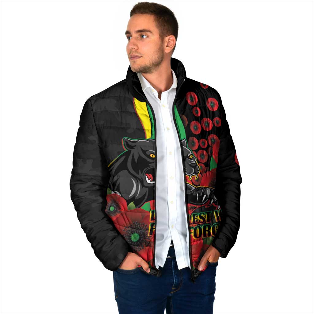 Penrith Panthers ANZAC Personalised Padded Jacket Lest We Forget Poppy Camo