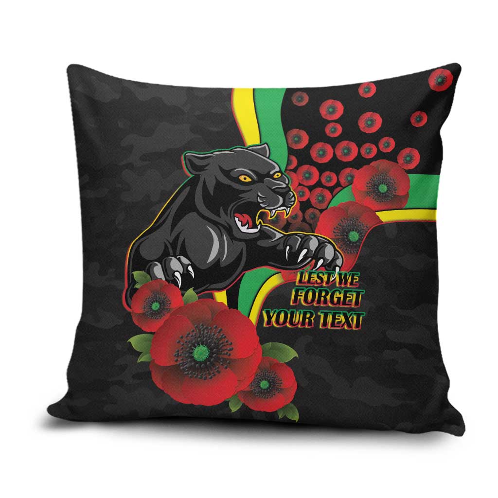 Penrith Panthers ANZAC Personalised Pillow Cover Lest We Forget Poppy Camo