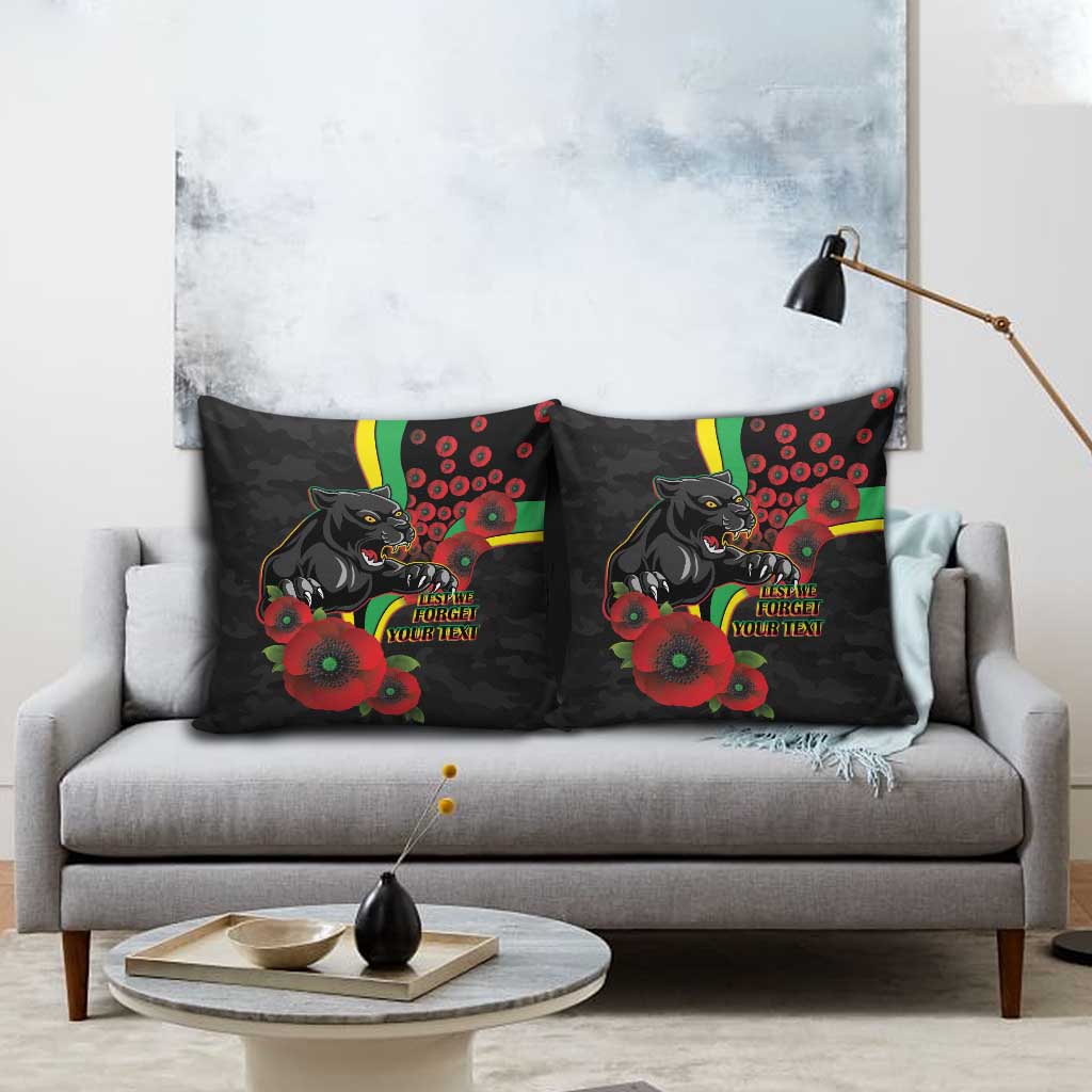 Penrith Panthers ANZAC Personalised Pillow Cover Lest We Forget Poppy Camo