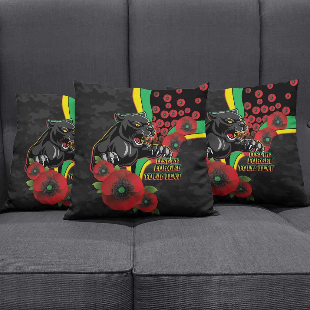 Penrith Panthers ANZAC Personalised Pillow Cover Lest We Forget Poppy Camo