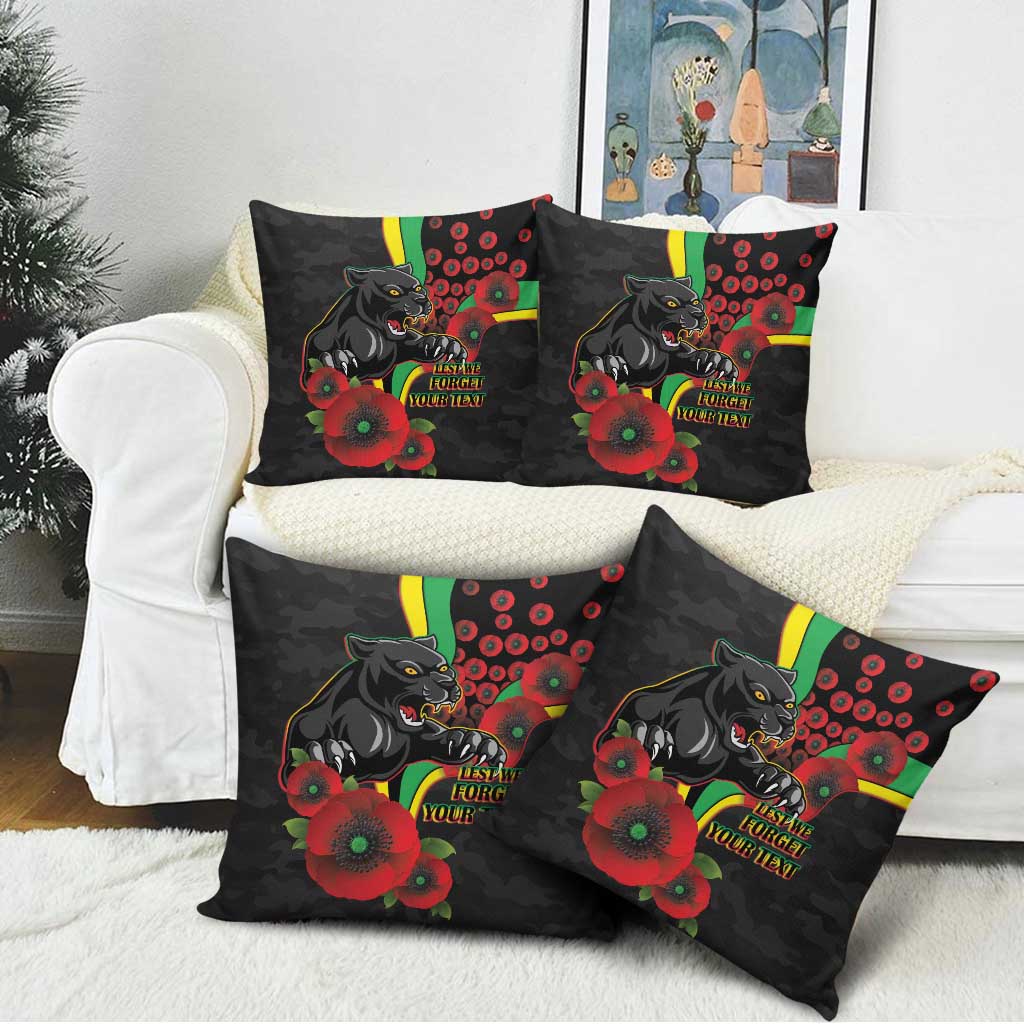 Penrith Panthers ANZAC Personalised Pillow Cover Lest We Forget Poppy Camo