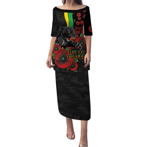 Penrith Panthers ANZAC Personalised Puletasi Lest We Forget Poppy Camo