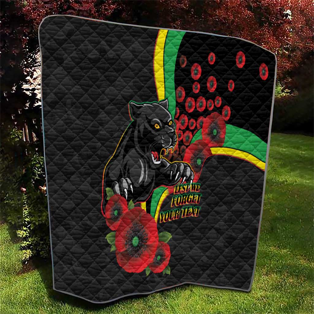 Penrith Panthers ANZAC Personalised Quilt Lest We Forget Poppy Camo