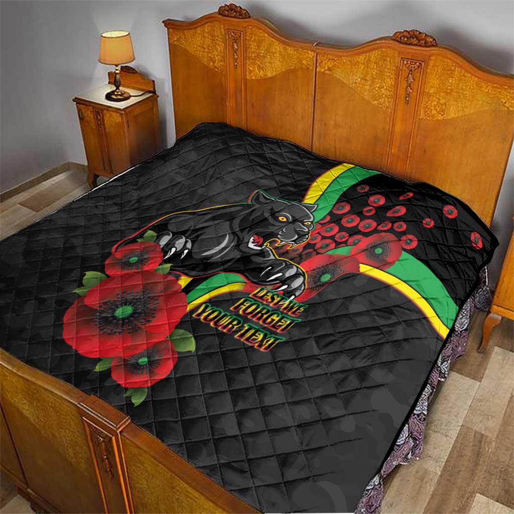 Penrith Panthers ANZAC Personalised Quilt Lest We Forget Poppy Camo