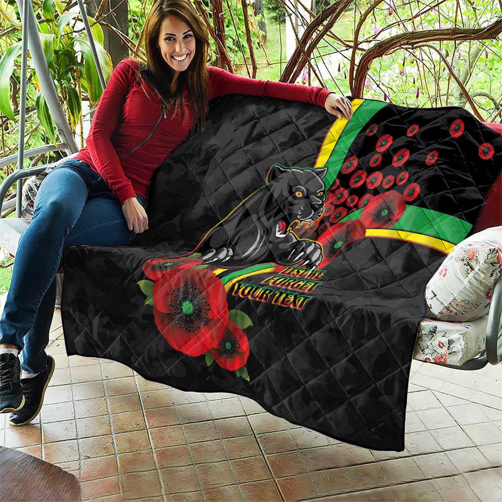 Penrith Panthers ANZAC Personalised Quilt Lest We Forget Poppy Camo