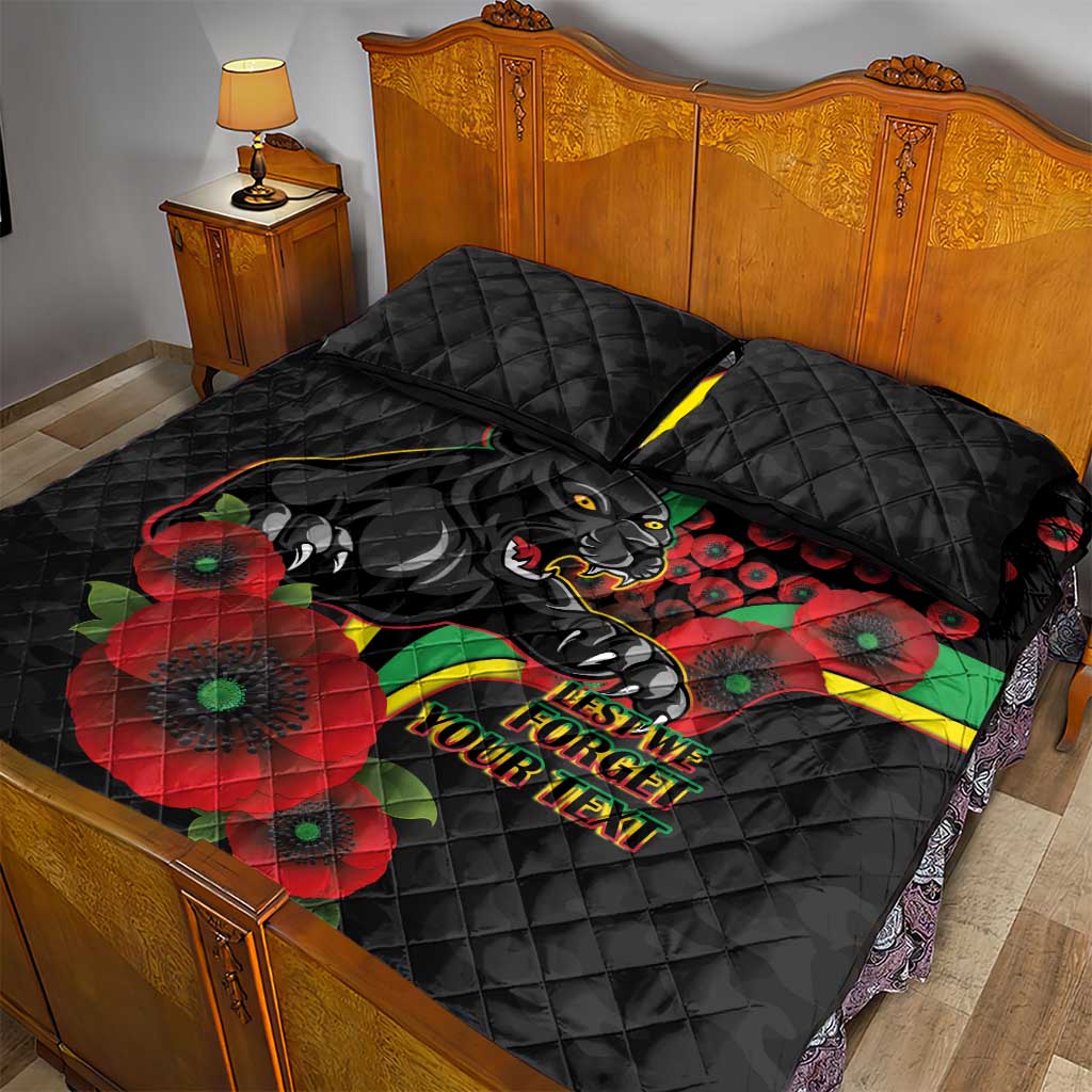 Penrith Panthers ANZAC Personalised Quilt Bed Set Lest We Forget Poppy Camo
