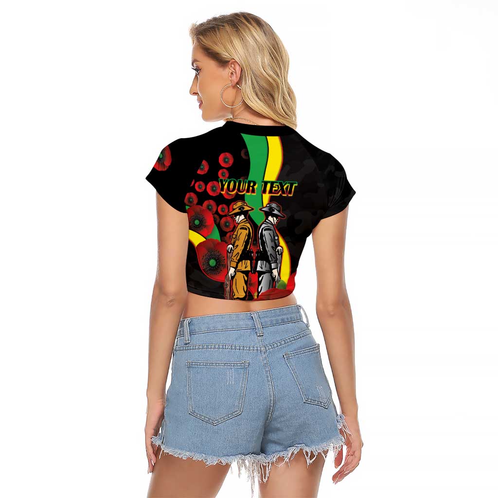 Penrith Panthers ANZAC Personalised Raglan Cropped T Shirt Lest We Forget Poppy Camo
