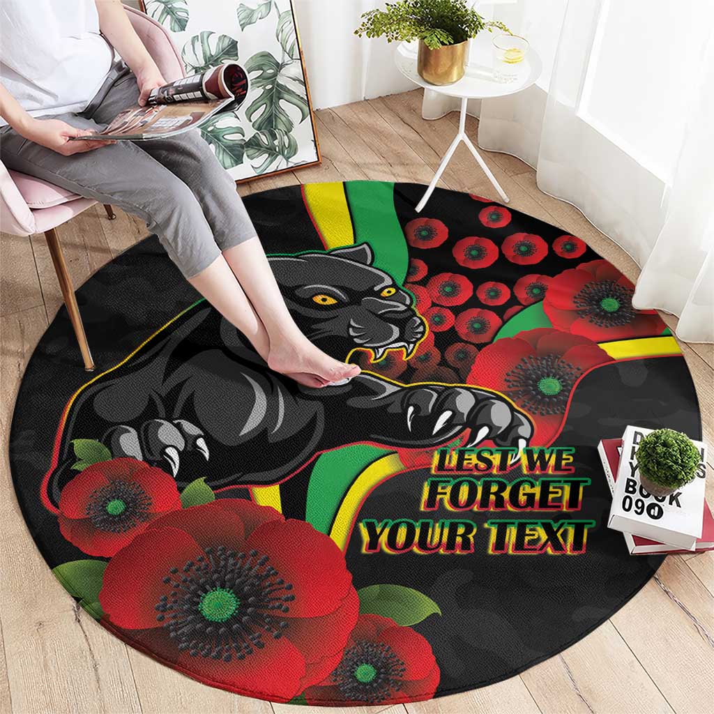 Penrith Panthers ANZAC Personalised Round Carpet Lest We Forget Poppy Camo