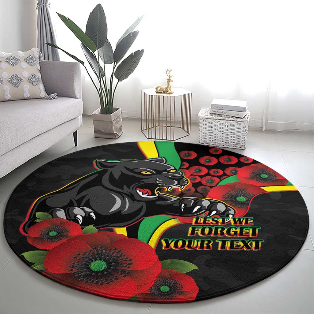 Penrith Panthers ANZAC Personalised Round Carpet Lest We Forget Poppy Camo