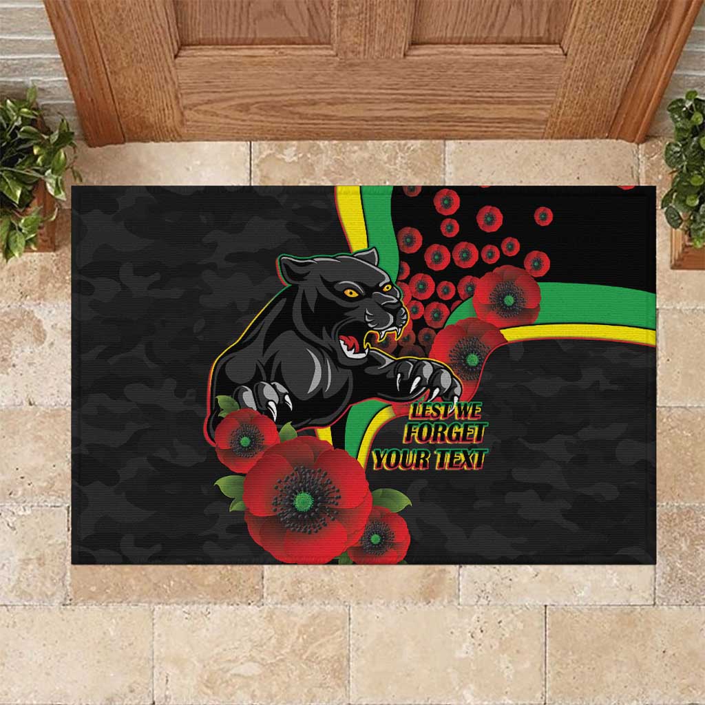 Penrith Panthers ANZAC Personalised Rubber Doormat Lest We Forget Poppy Camo